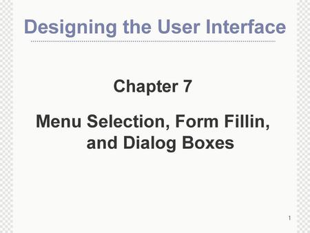 Designing the User Interface