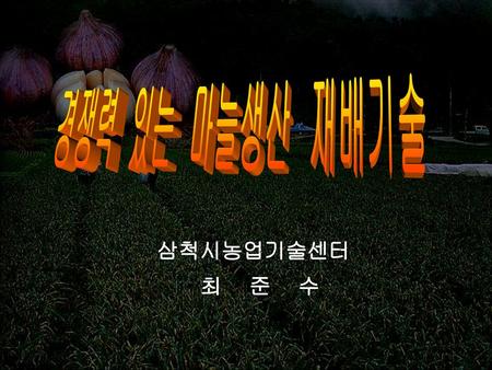 경쟁력 있는 마늘생산 재배기술 삼척시농업기술센터 최 준 수.