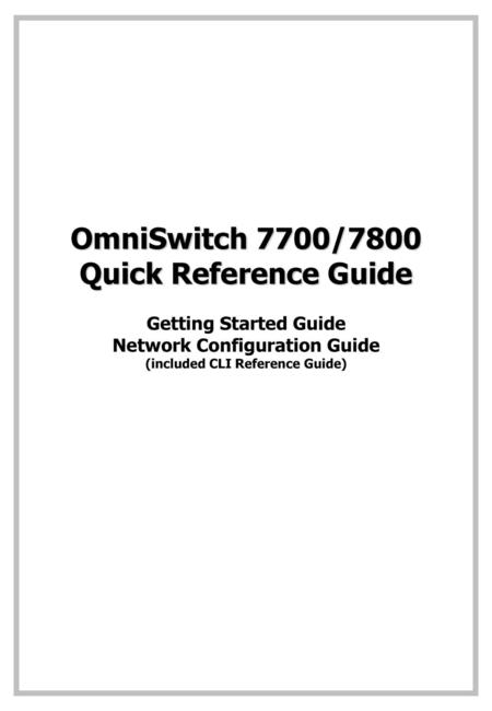 Network Configuration Guide (included CLI Reference Guide)