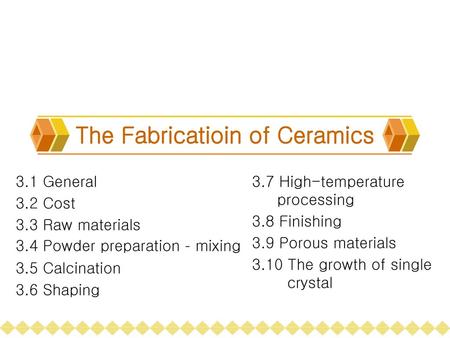 The Fabricatioin of Ceramics
