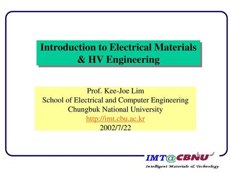 Introduction to Electrical Materials & HV Engineering