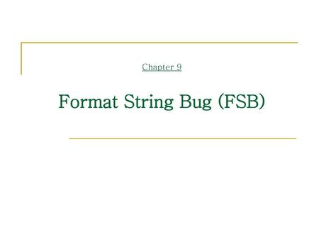 Chapter 9 Format String Bug (FSB)