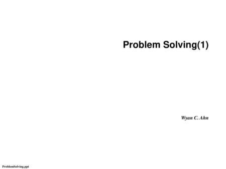 1. Problem Solving에 대한 Perspectives