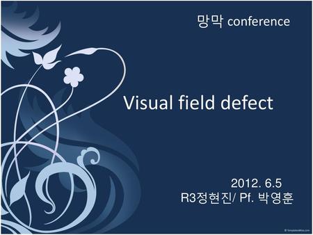 망막 conference Visual field defect 2012. 6.5 R3정현진/ Pf. 박영훈.