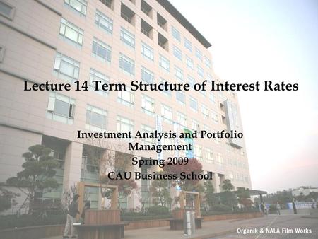 Lecture 14 Term Structure of Interest Rates