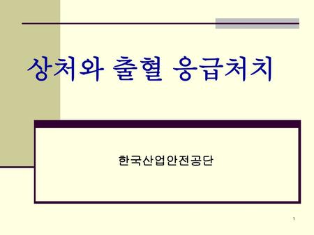 상처와 출혈 응급처치 한국산업안전공단.