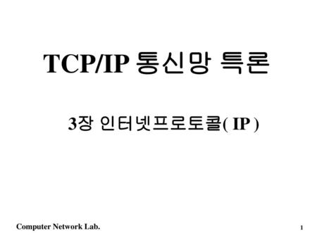 TCP/IP 통신망 특론 3장 인터넷프로토콜( IP ).
