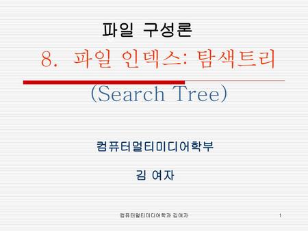 8. 파일 인덱스: 탐색트리 (Search Tree)