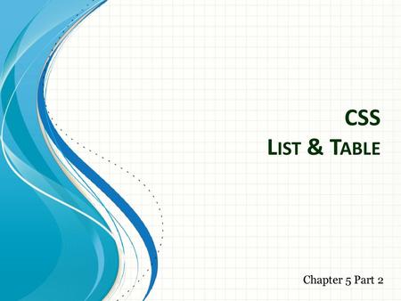 CSS List & Table Chapter 5 Part 2