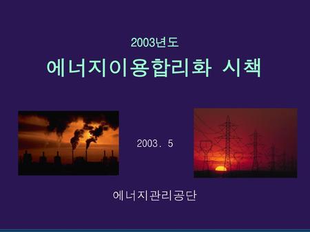 2003년도 에너지이용합리화 시책 2003. 5 에너지관리공단.