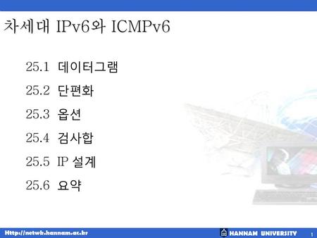 차세대 IPv6와 ICMPv 데이터그램 25.2 단편화 25.3 옵션 25.4 검사합 25.5 IP 설계