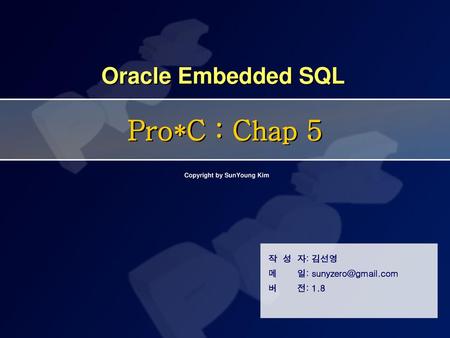 Oracle Embedded SQL Pro*C : Chap 5 Copyright by SunYoung Kim