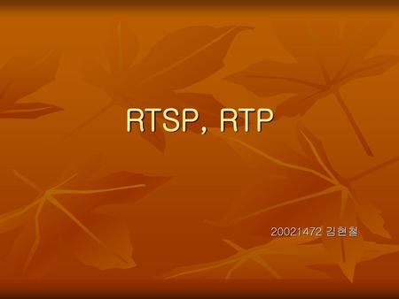 RTSP, RTP 20021472 김현철.