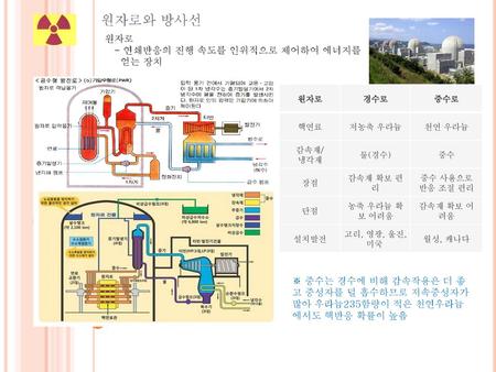 원자로와 방사선 원자로 - 연쇄반응의 진행 속도를 인위적으로 제어하여 에너지를 얻는 장치