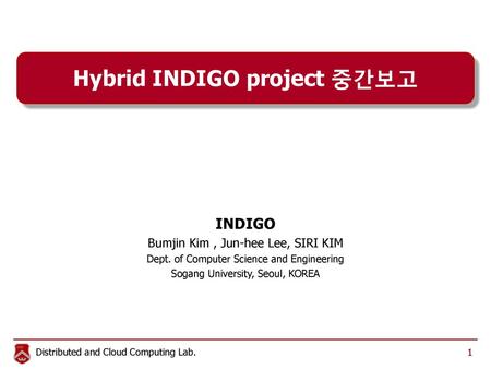 Hybrid INDIGO project 중간보고