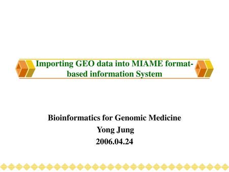 Importing GEO data into MIAME format-based information System