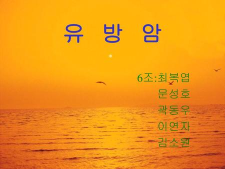 유 방 암 6조:최복엽 문성호 곽동우 이연자 김소원.