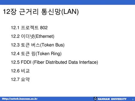 12장 근거리 통신망(LAN) 12.1 프로젝트 이더넷(Ethernet)