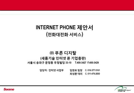 INTERNET PHONE 제안서 (전화대전화 서비스)