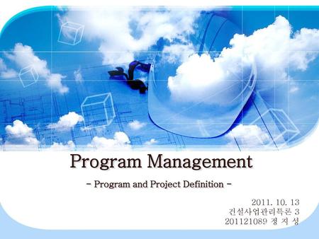 Program Management - Program and Project Definition -