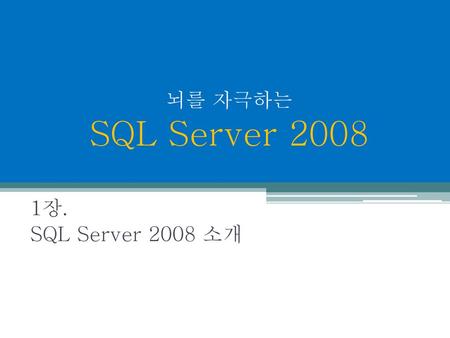 뇌를 자극하는 SQL Server 2008 1장. SQL Server 2008 소개.