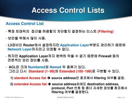Access Control Lists Access Control List