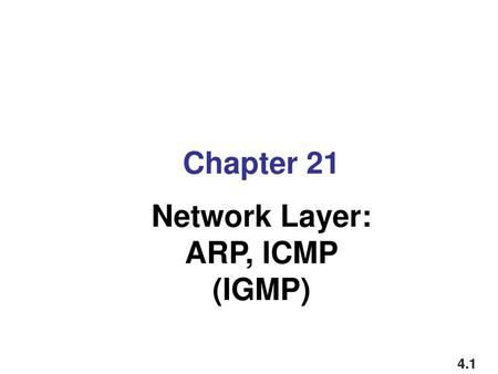 Chapter 21 Network Layer: ARP, ICMP (IGMP).
