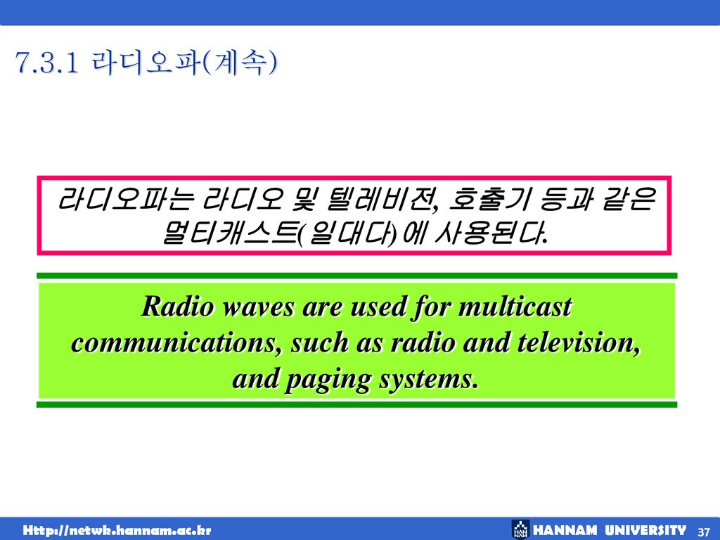 라디오파는 라디오 및 텔레비전, 호출기 등과 같은 멀티캐스트(일대다)에 사용된다.