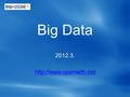 Big Data 2012.3.  순서  배경  Hadoop  관련 프로젝트  활용  주요 이슈  전망과 과제 2.