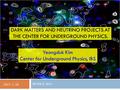 DARK MATTERS AND NEUTRINO PROJECTS AT THE CENTER FOR UNDERGROUND PHYSICS. WUDUL 2015 Yeongduk Kim Center for Underground Physics, IBS 2015. 5. 28.