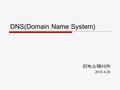 DNS(Domain Name System) 리눅스웨어㈜ 2012.4.25. Contents  DNS 란 ?  Domain Name 의 체계  DNS 질의 과정  실제 인터넷 환경에서의 DNS  Name Server 의 유형  DNS records 종류  Zone.