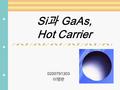 Si 과 GaAs, Hot Carrier 0200791303 이명완. GaAs Wafer 의 특징  GaAs 는 약 Si 에 비해 전자 이동도가 6 배정도 빠 릅니다.  GaAs 는 1.424eV, Si 은 1.1eV 의 band gap 으로 Si 보다 GaAs 가.