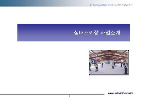1 실내스키장 (Indoor Snow Resort) 사업소개서 www.indoorsnow.com 실내스키장 사업소개.