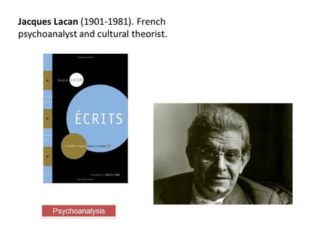 Jacques Lacan (1901-1981). French psychoanalyst and cultural theorist. Psychoanalysis.