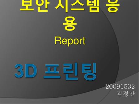 보안 시스템 응용 Report 3D 프린팅 20091532 김경만.