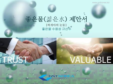 Www.gntkorea.biz 좋은물(젊은水) 제안서 [히게아의 눈물] 좋은물 수용성 규산수 TRUST VALUABLE.