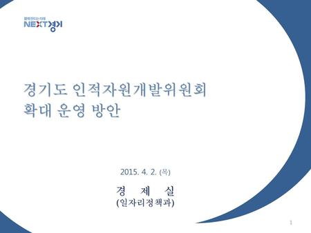 경기도 인적자원개발위원회 확대 운영 방안 2015. 4. 2. (목) 경 제 실 (일자리정책과)
