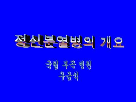 정신분열병의 개요 국립 부곡 병원 우금석.