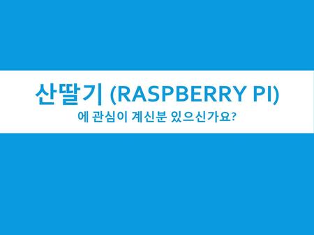 산딸기 (Raspberry Pi) 에 관심이 계신분 있으신가요?