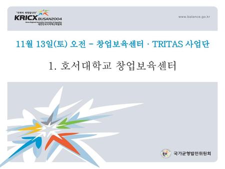 11월 13일(토) 오전 - 창업보육센터·TRITAS 사업단