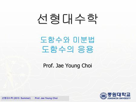 선형대수학 도함수와 미분법 도함수의 응용 Prof. Jae Young Choi