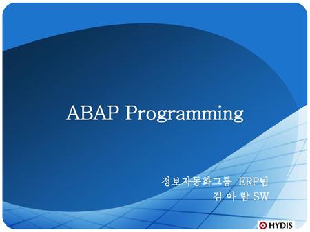 ABAP Programming 정보자동화그룹 ERP팀 김 아 람 SW.