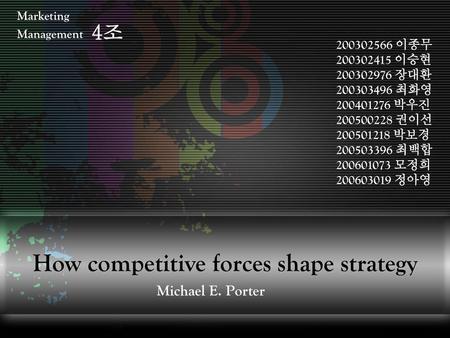 How competitive forces shape strategy