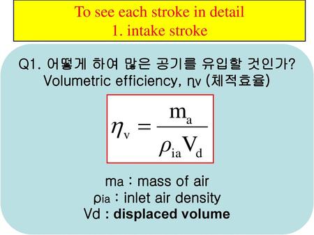 Volumetric efficiency, ηv (체적효율)