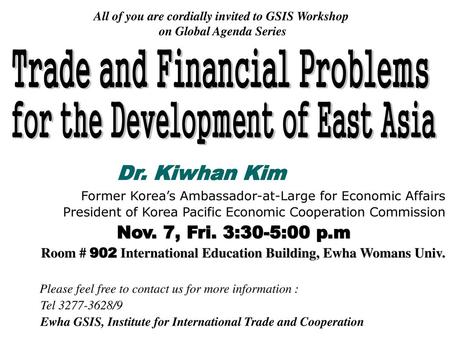 Trade and Financial Problems for the Development of East Asia
