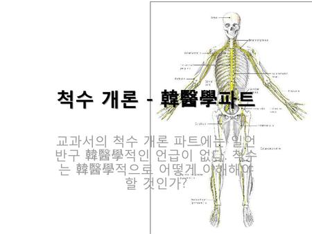 교과서의 척수 개론 파트에는 일언반구 韓醫學적인 언급이 없다. 척수는 韓醫學적으로 어떻게 이해해야 할 것인가?