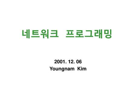 네트워크 프로그래밍 2001. 12. 06 Youngnam Kim.
