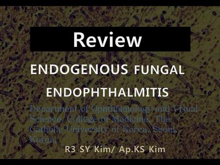 Review ENDOGENOUS FUNGAL ENDOPHTHALMITIS