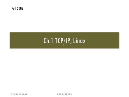 Fall 2009 Ch.1 TCP/IP, Linux 라우터와 라우팅 프로토콜 한국항공대학교 윤종호.