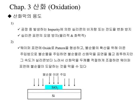 Chap. 3 산화 (Oxidation) 산화막의 용도 1)